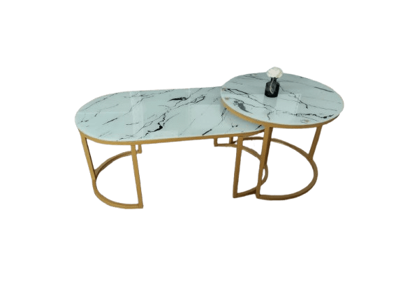 White Marble Coffee Table (Glass Effect)