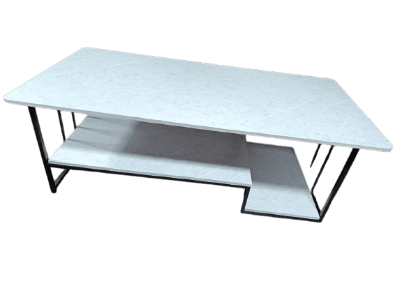 White Marble Coffee Table with Black Stand